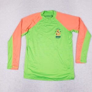 Cusma Rash Guard XG Long Sleeve Neon Green Orange Anchor UPF 50 Y2K Surf